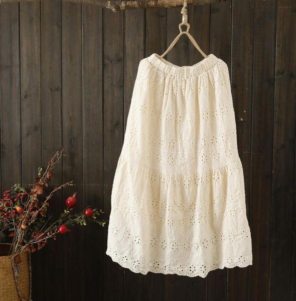 

skirts 2021 spring women's half-length skirt fresh and sweet literary simple pure color full embroidered double-layer 4954, Black