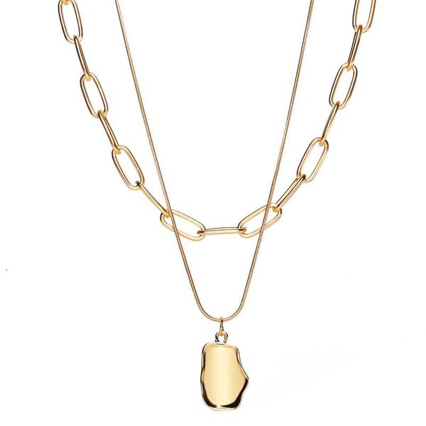

chains multilayer layered necklace multicolor geometric 1 piece, Silver