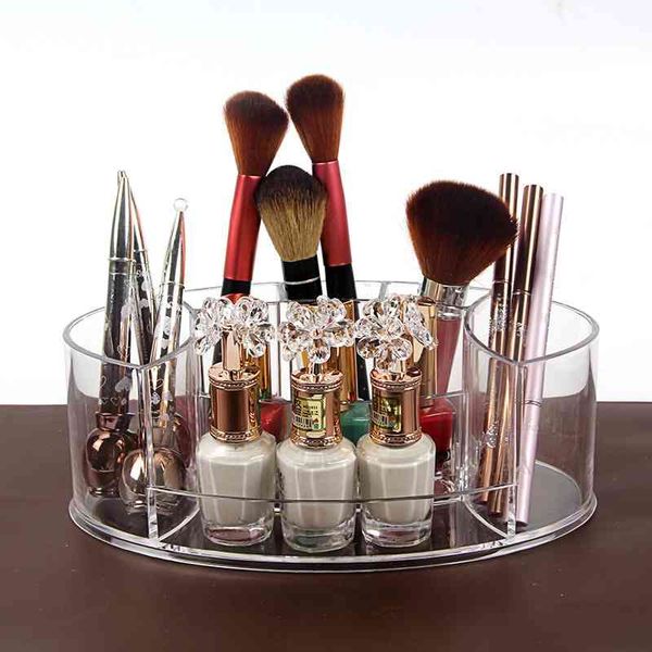 Comò Scatola portaoggetti cosmetica trasparente Organizer per trucco in acrilico di smalto per unghie e pennelli Contenitore in plastica 210330