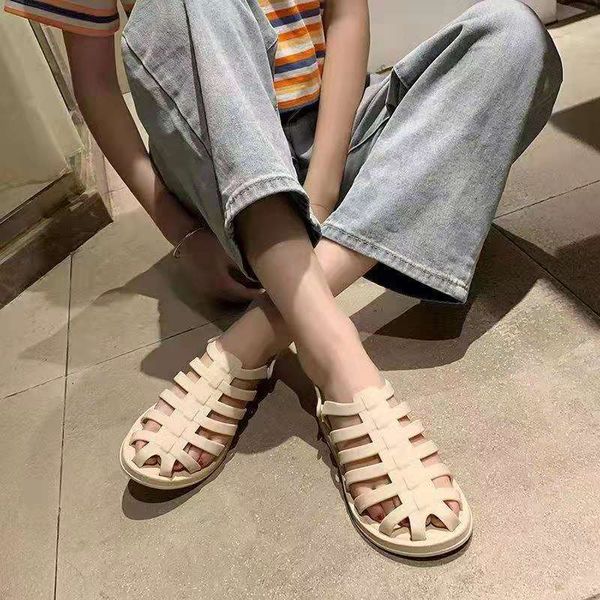

summer woman beach sandals fashion flat women slip-on hole slides outdoor casual cute ladies jelly shoes non-slip famale sandals, Black