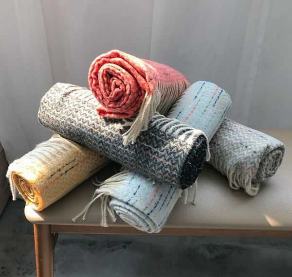 

scarves autumn winter thick warm scarf color imitation cashmere women, Blue;gray