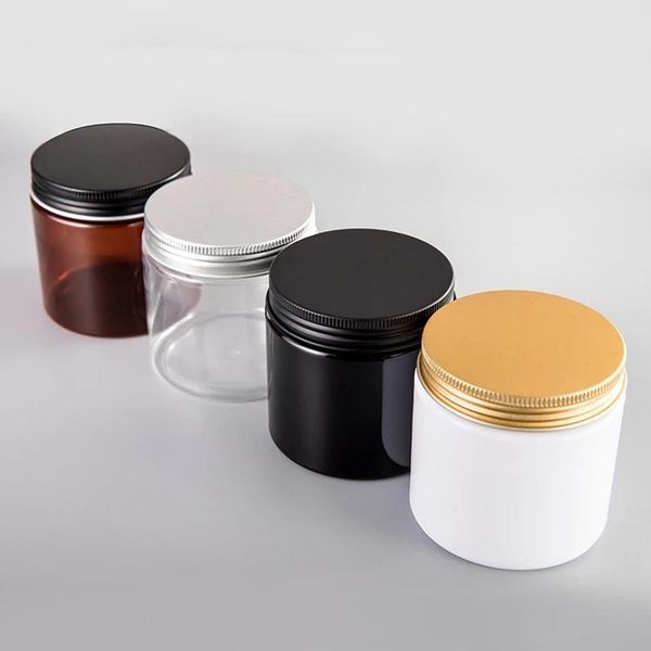 

storage bottles & jars 6pcs/lot 200g 200ml plastic jar cosmetic cream pot aluminum lid cap pet container empty food packing