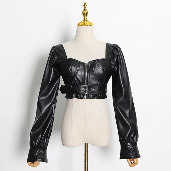 

pants msxu fall feminine fashion personality street zipper leather strap short plutonium, White