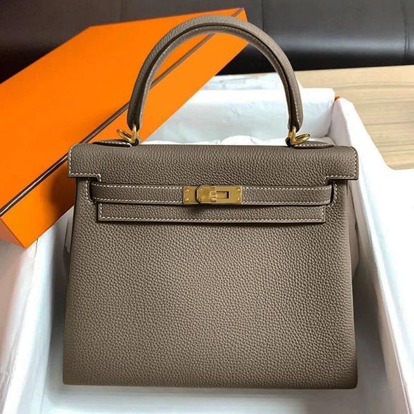 

luxurys designer handbags autumn and herme winter 2021 togo women's leather buckle one shoulder slung platinum high capacity handbag bb