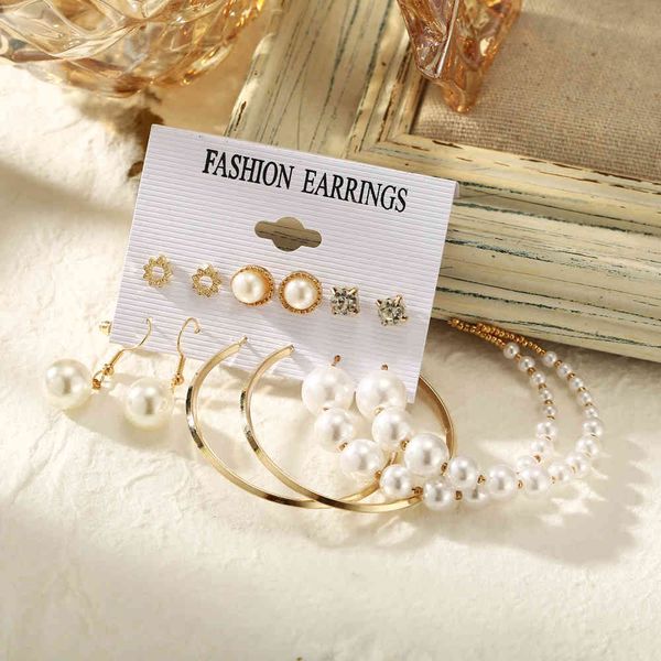 

charms earrings 5244301 personalized acrylic pearl tassel earring set creative simple geometric metal for women, Golden