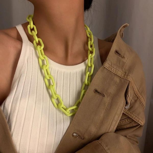 

Creative Jewelry With Punk Hip-hop Clavicle Chain Personality Wild Acrylic Necklace For Party Female Chokers, Golden;silver