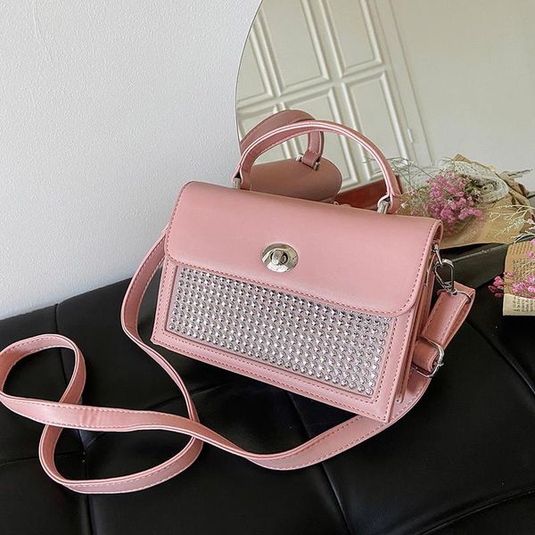 

evening bags small pu leather messenger women's 2021 fashion rivet solid color one-shoulder handbags ladies casual all-match