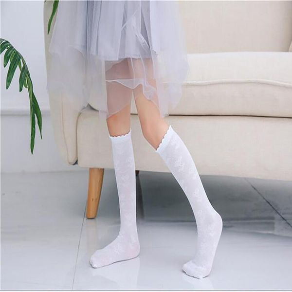 

footies 2021 summer girls knee socks lace solid princess cute costume children white no heel mid tube for girl, Blue