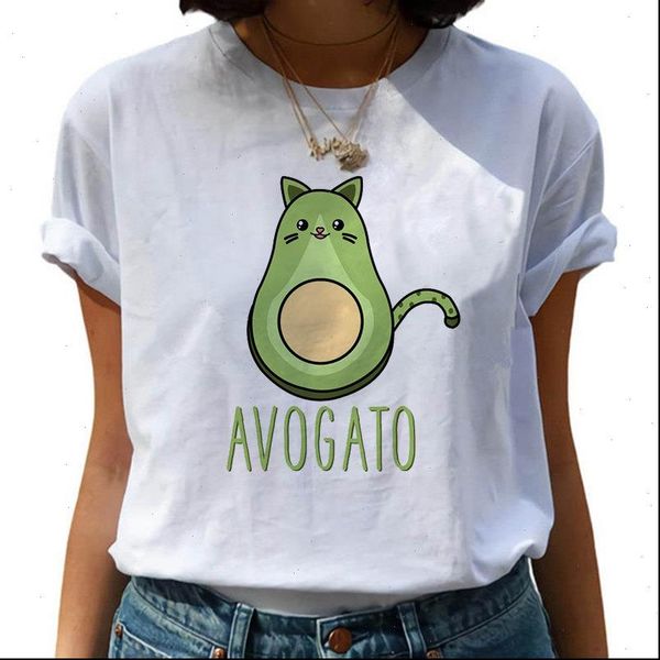 

avocado vegan ullzang funny cute womens t shirts 90s harajuku casual streetwear short sleeve, White