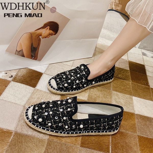

dress shoes fisherman female soft bottom color matching straw loafers fashion flat womens round toe casual flats qoi0, Black