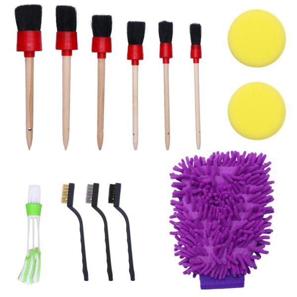 

car sponge 13 pcs air vent cleaning brush vehicle washing detail gap tool