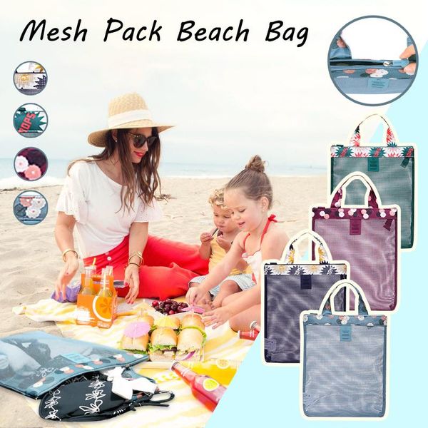 

multifunction portable outdoor home mesh beach bag travel one shoulder packing organizer storage bags