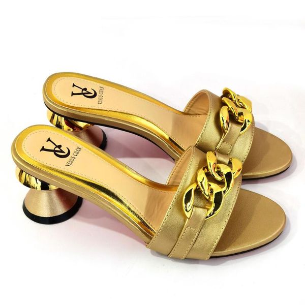 

dress shoes casual 2021 latest golden color italian women slippers for party african wedding heels slip on, Black