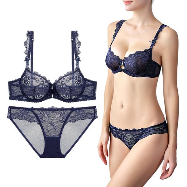

bras sets ultrathin bra set lace underwire push up spongeless big size women, Red;black