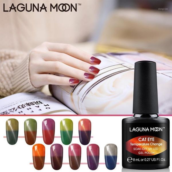 

lagunamoon cat's eye temperature color change gel nail polish 8ml varnish uv thermal thermo magnet gellak cat gellack1, Red;pink