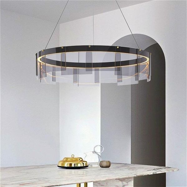 

pendant lamps modern black round led chandelier lighting nordic gray glass single circle hanging lamp living room dining