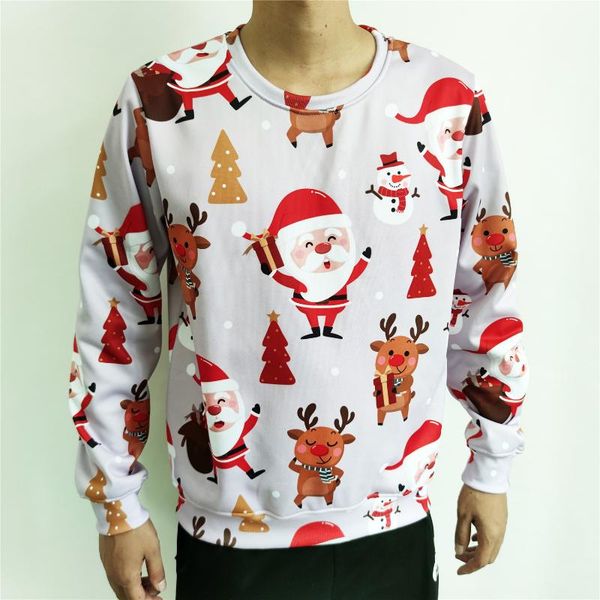 

men's hoodies & sweatshirts real american us size santa claus and friends sublimation print plus crew neck sweatshirt 10055, Black