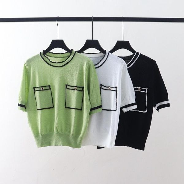 

women's t-shirt 2021 women summer t-shirts knit crop o-neck tees casual t shirts green black white harajuku fashion japanese korean cl
