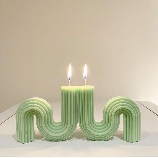 

craft tools silicone candle mold simple wave line design decoration making