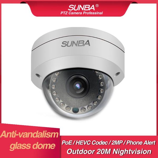 

cameras sunba outdoor fixed dome ip network camera, poe 2mp 1080p h.265, 3.6mm night vision 20m onvif (ft-hd)