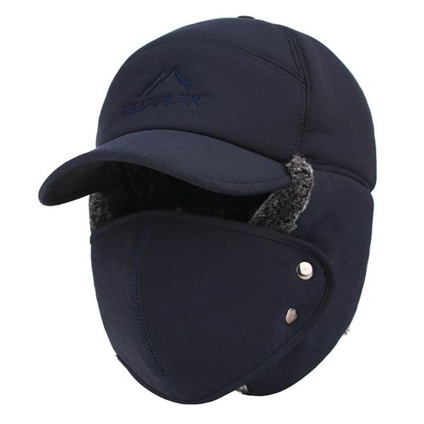 

cycling caps & masks trend winter thermal bomber hats men women fashion ear protection face windproof ski cap velvet thicken couple h, Black