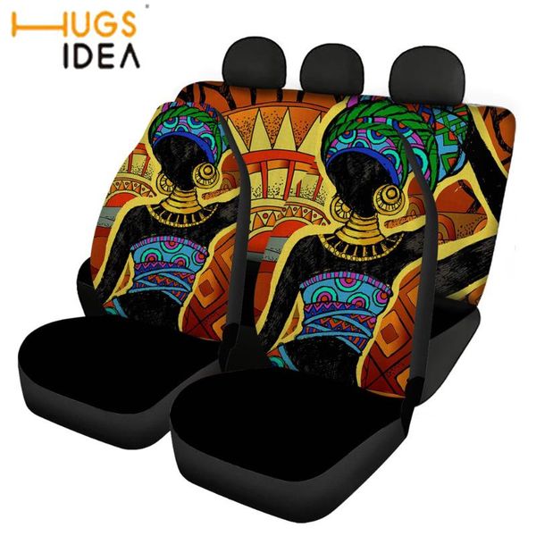 

full set car seat cover african girl print dustproof auto front and rear accessories universal fits all season chair covers