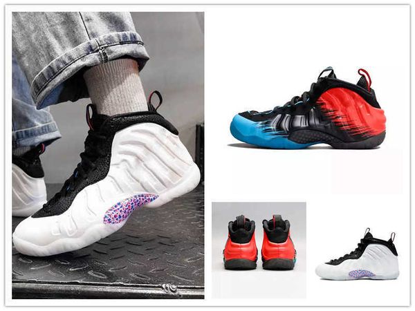 

little posite pro 3d penny hardaway spider men basketball shoes white blue hero red men athletic sneakers with box, Black