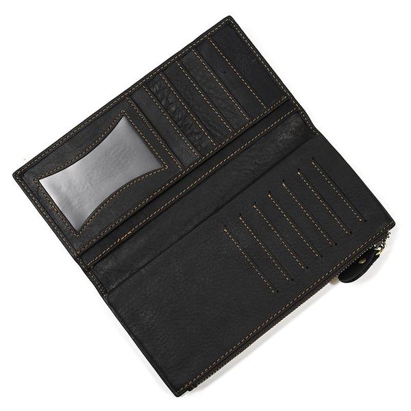 

wallets business genuine leather men fashion long bifold wallet purse holder with zipper coin pocket male money bag, Red;black