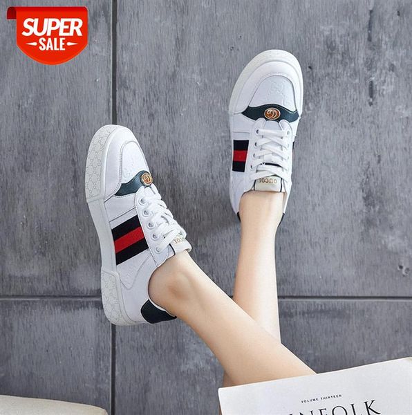 

cowhide white shoes women flat bottom low-net red breathable casual single comfortable sneakers tide #p78m