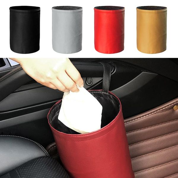 

car organizer garbage trash bin storage basket waterproof folding interior rubbish container for waste holder auto accessories