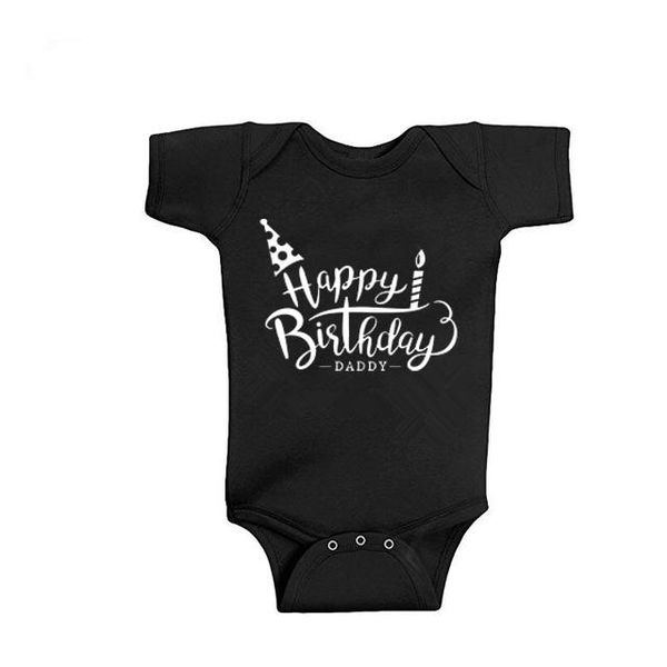 

rompers summer baby clothes boys girls daddy's birthday print cotton toddler born romper 0-24 months bodysuit, Blue