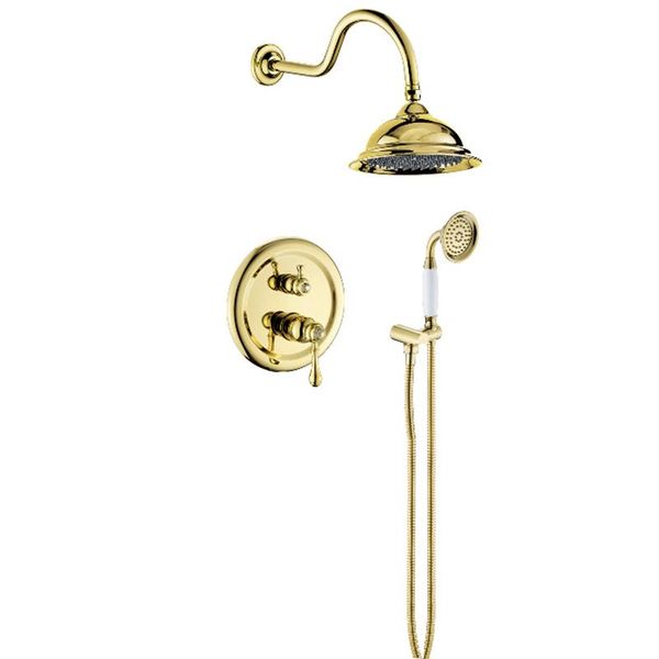 

bathroom shower sets bakala good quality chrome / golden finish wall mounted faucet for 8" brass head qy2201