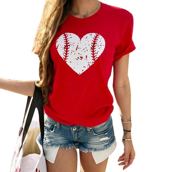 

women's t-shirt 2021 fashion summer lady girls clothing for tshirt casual love heart print short sleeve round neck shirt top, White