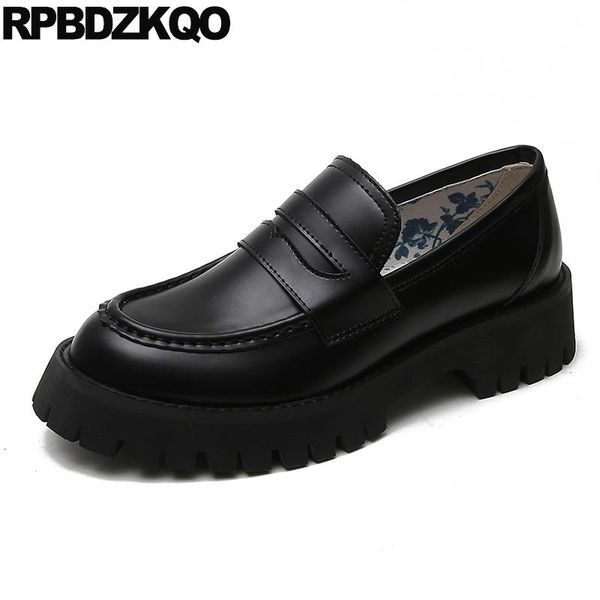 

dress shoes slip on size 4 34 pumps block heels for women 2021 thick fashion medium platform round toe designer black casual chunky