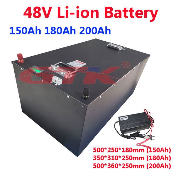 48V 150Ah 200Ah 180Ah Lithium-Ionen-Akku mit BMS für RV Marine Golfwagen Boot Solarstromspeicher + 20A Ladegerät