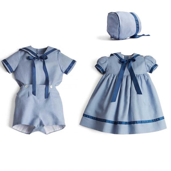 Spagnola Fratello Sorella Abiti coordinati Ragazze Vestono Ragazzi Imposta Vestiti di mussola per bambini Abiti da ragazza Baby Toddler Sets Q0716