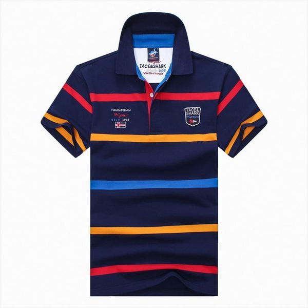 

tees smart casual mens polo striped shirt brand tace amp shark homme summer slim fit short sleeve cotton polos, White;black