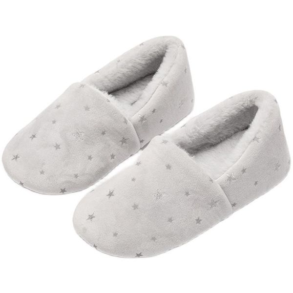 

winter 2021 five pointed star printing bag heel plush warm home cotton shoes women's soft sole antiskid ladies slippers, Black