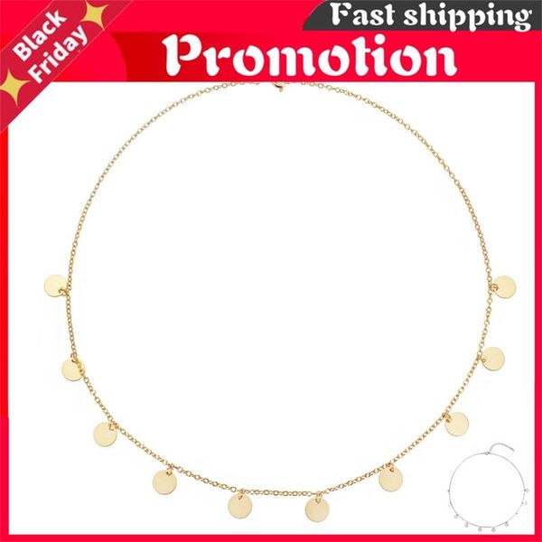 

chains 925 sterling silver gold several coins pendant charm choker necklace chain women european luxury fashion fine jewelry