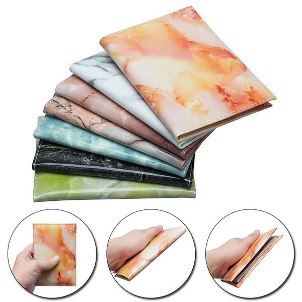 

card holders fashion women men passport cover pu leather marble style travel id case holder packet wallet purse bags, Brown;gray
