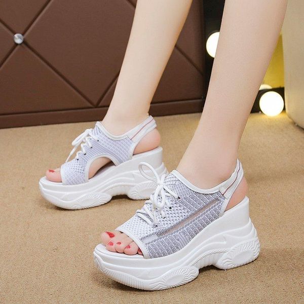 

sandals 2021 summer platform women lace up sport shoes woman peep toe beach ladies non-slip, Black