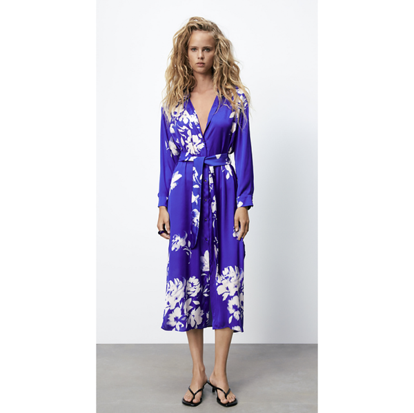 

casual dresses unizer a 2021 european and american women's autumn style temperament waist closing flower print shirt dress 8295387, Black;gray