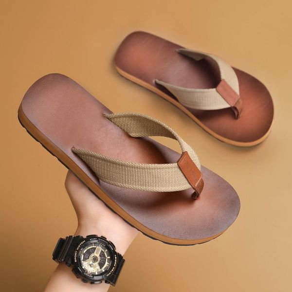 

slippers flip-flops summer men fashion outdoor beach shoes man casual sandals non-slip lightweight indoor flat flip flops, Black