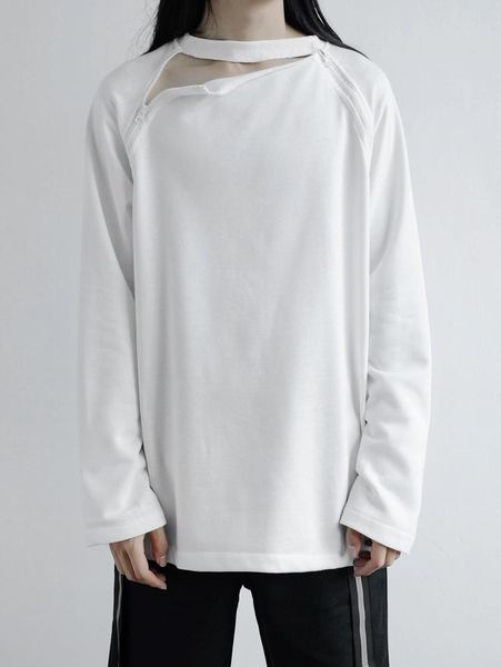 

men's hoodies & sweatshirts long sleeved sweater large autumn personalized zipper loose trend minority backing solid color, Black