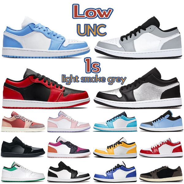 

unc low 1 1s men basketball shoes university blue panda light smoke grey black siren red reverse bred mens sneakers women trainers