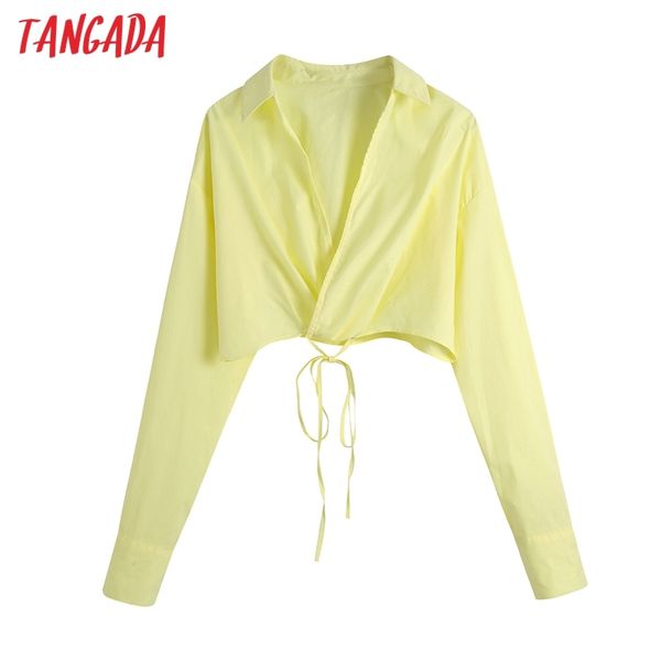 

women fashion yellow slash cropped shirt vintage long sleeve female shirts blusas chic be523 210416, White