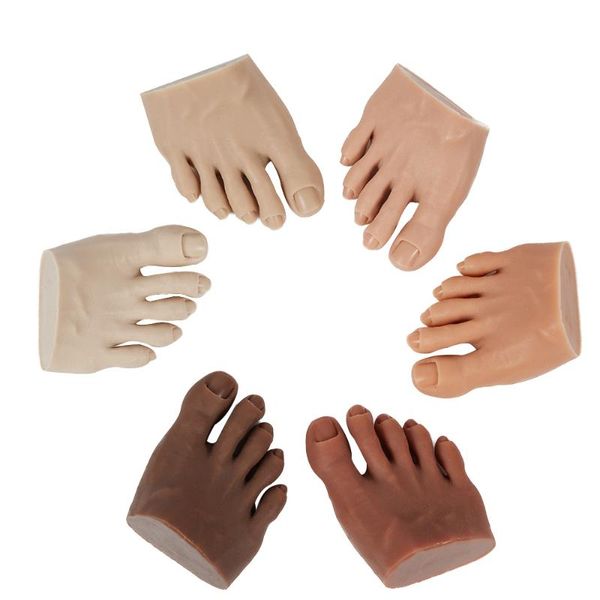 

nail practice foot model prosthetic soft fake toes for art training display manicure tool flexible movable silicone false nails, Red;gold