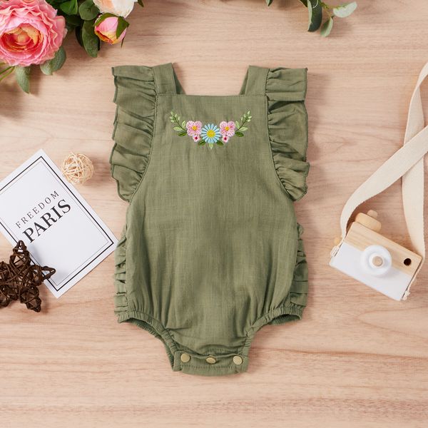 

0-12m summer born infant baby girl rompers flower ruffles jumpsuit playsuit overalls costumes 210515, Blue