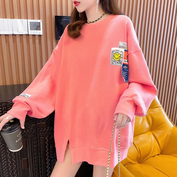 

thin sweater women's 2021 autumn korean round neck loose long sleeve casual printed student coat fashion, Black