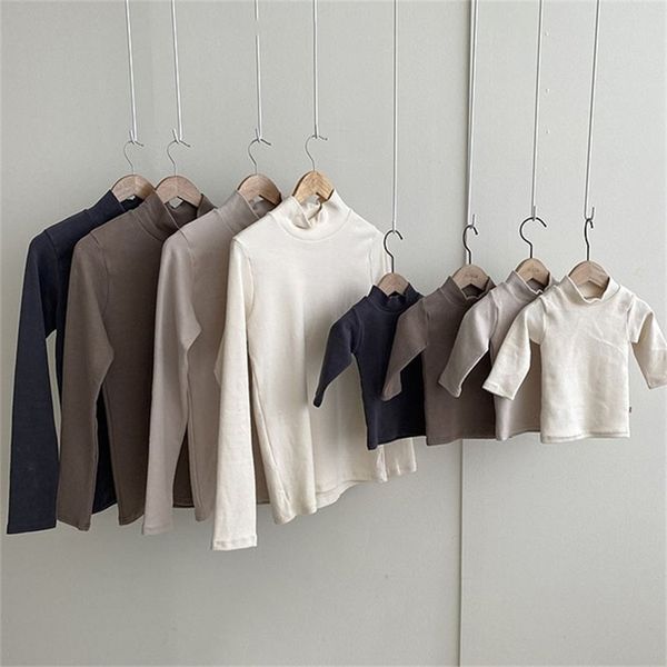 

korean style cotton coat half high neck t-shirt for boys and girls simple versatile bottoming shirt babies 1017 36 210622, Blue